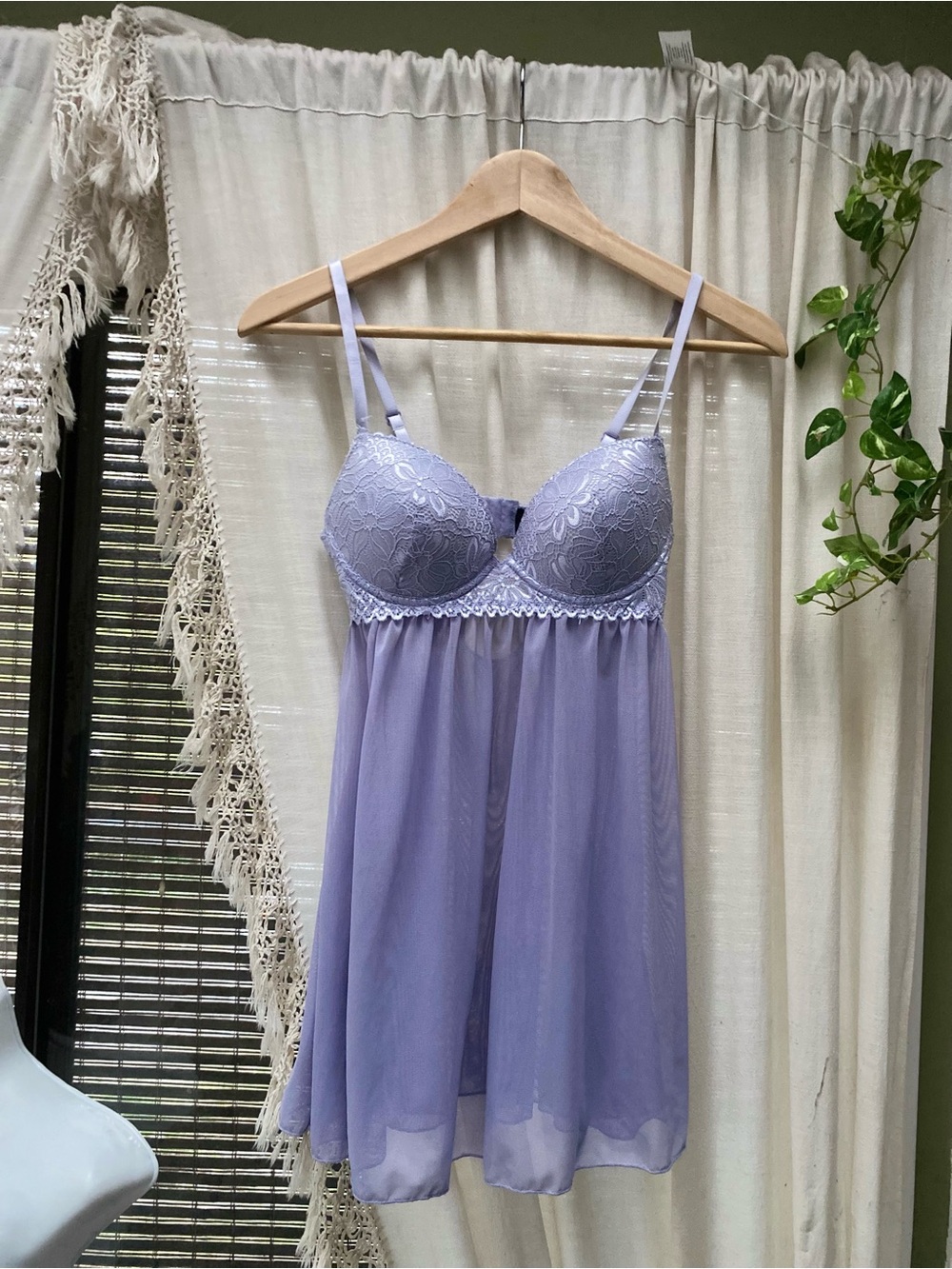 Lavender Lace Mesh Babydoll Nightdress - Women Intimates & Sleepwear